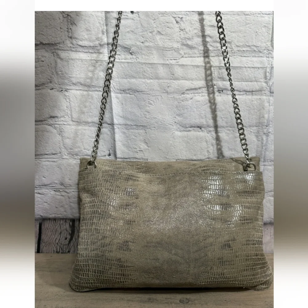 MICHAEL KORS Snake Embossed Foldover Convertible Bag In Taupe - Picture 3 of 16